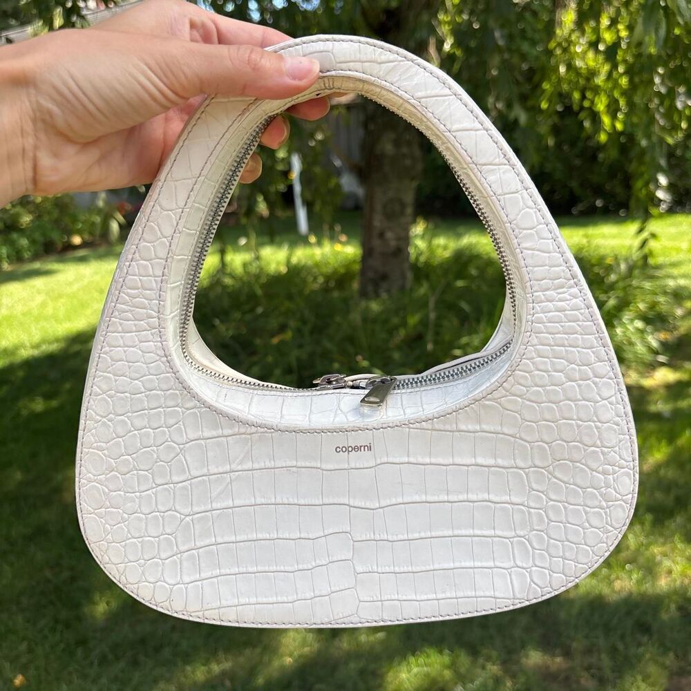 Coperni White Croc Swipe Bag
